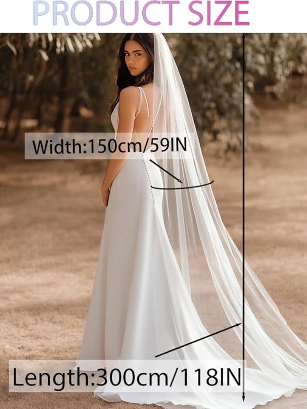 NWT Ivory Tulle Cathedral Bridal Veil 118"x59" - Picture 2 of 4